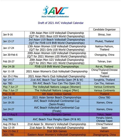 Avc Calendar